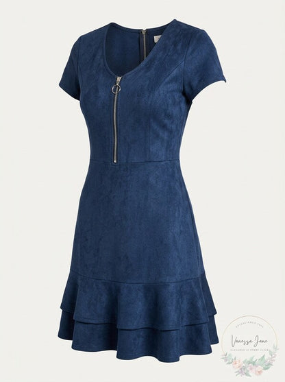Rosie Harlow Juniors Zip-Front Fit & Flare Dress, Size Medium