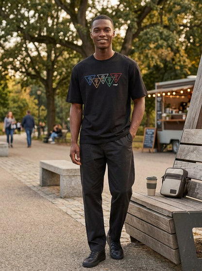 Guess Olympics Tri Logo Tee in Black Size Medium | Cotton | Jimmy Jazz, Size Med