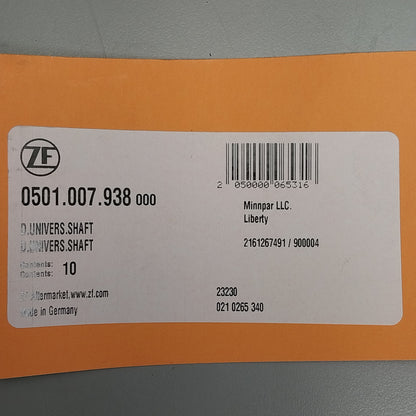ZF UNIVERSAL AXLE SHAFT ASSEMBLY ZF0501007938