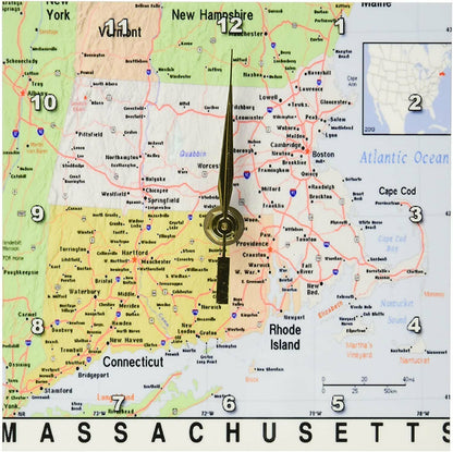 3D Rose dc_184600_1 Print of Massachusetts Cities and State Map Desk Clock, 6x6