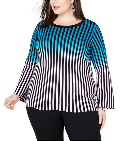 I-N-C Pink Plus Pullover Ombre Striped ,Size 3X