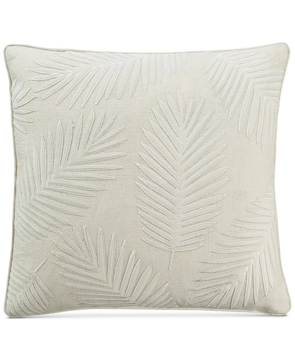 Lacourte Palm Leaf Velvet Applique 20 x 20 Decorative Pillow – White