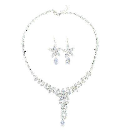 Estrella Crystal Floral Necklace & Earrings Jewelry Set
