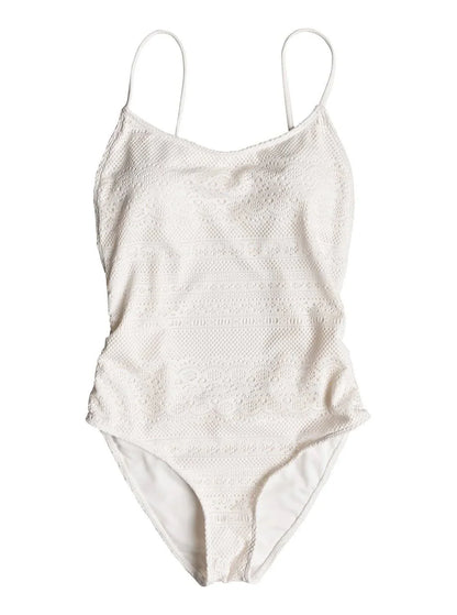 Roxy Womens Surf Memory One Piece Swimsuit, Marshmallow, Large