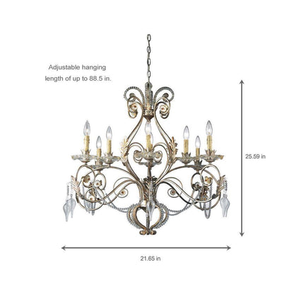 Hampton Bay Allure 8-Light 88-1/2 in. Hanging Silver and Gold Chandelier