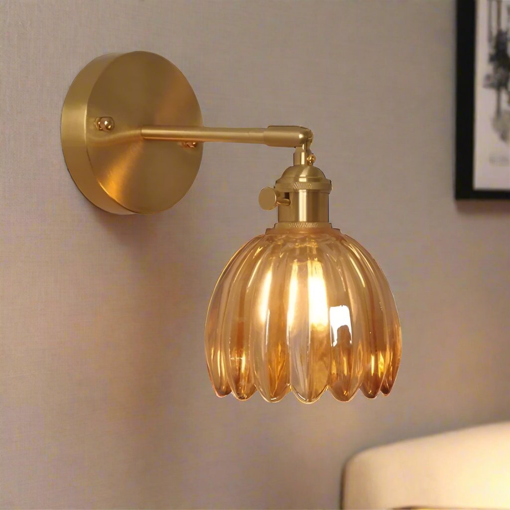Tulip Glass Wall Lamp Retro Flower Bud Vintage Wall Light
