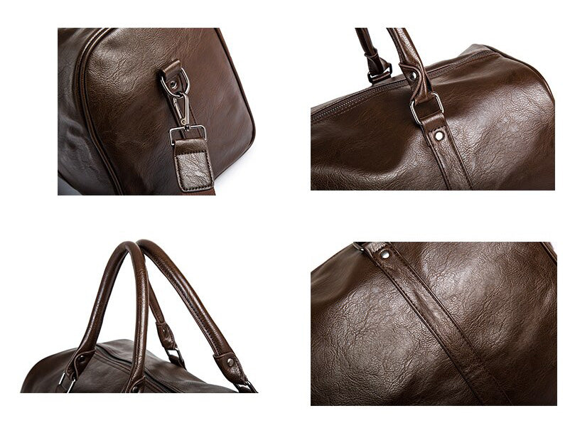 Large PU Leather Travel Duffel Bag Lightweight Carry On Weekender 45cm