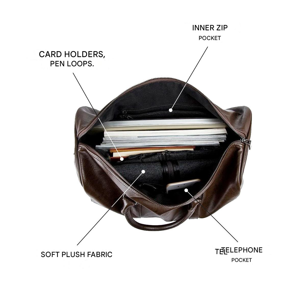 Large PU Leather Travel Duffel Bag Lightweight Carry On Weekender 45cm