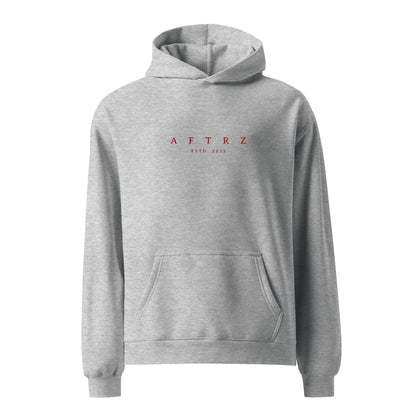 Aftrz Classics Premium Drop Shoulder Oversized Hoodie - Heather Grey with Red Logo