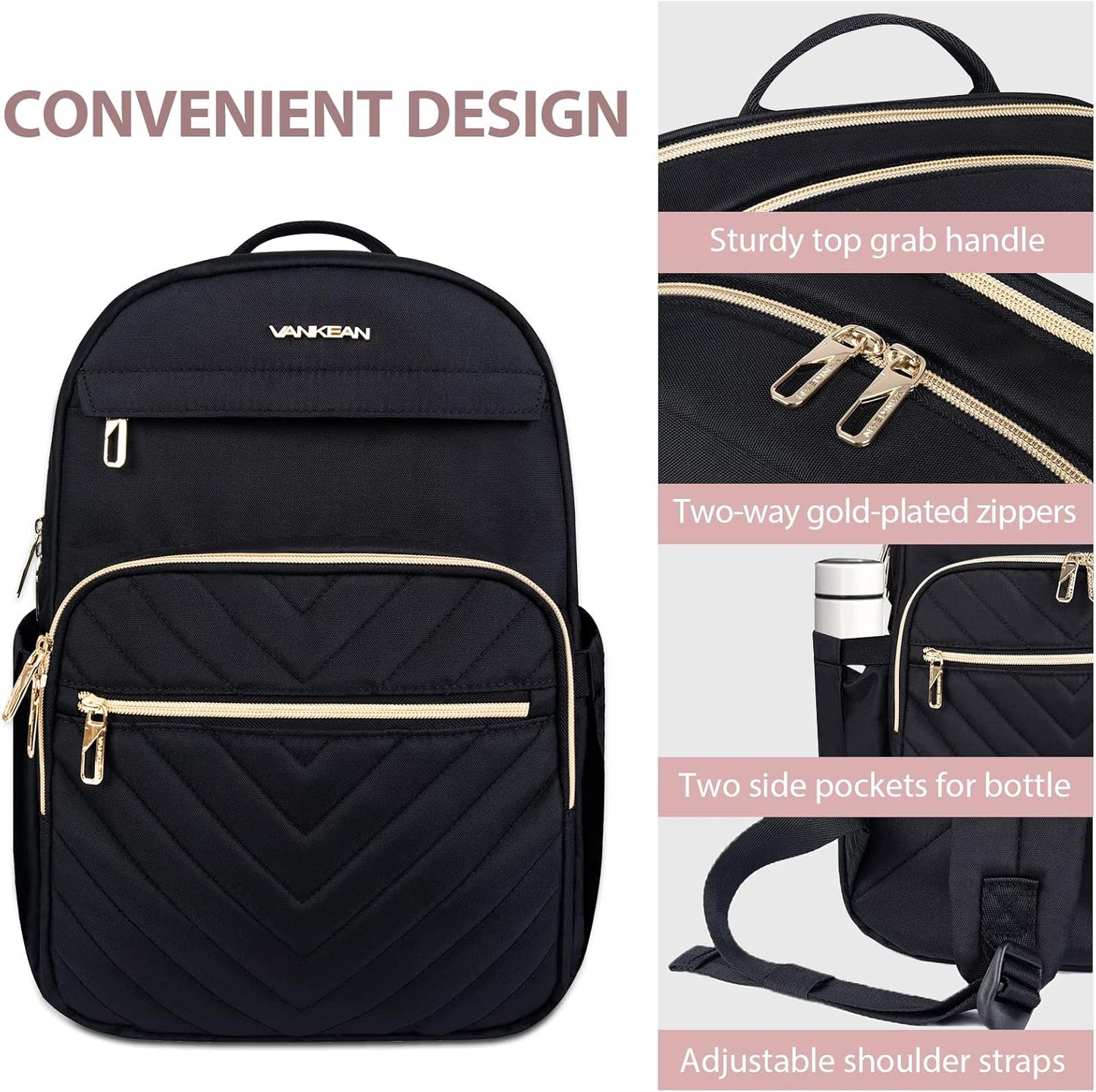 Waterproof Laptop Backpack 15.6 Inch with USB Charging Port Travel Bag