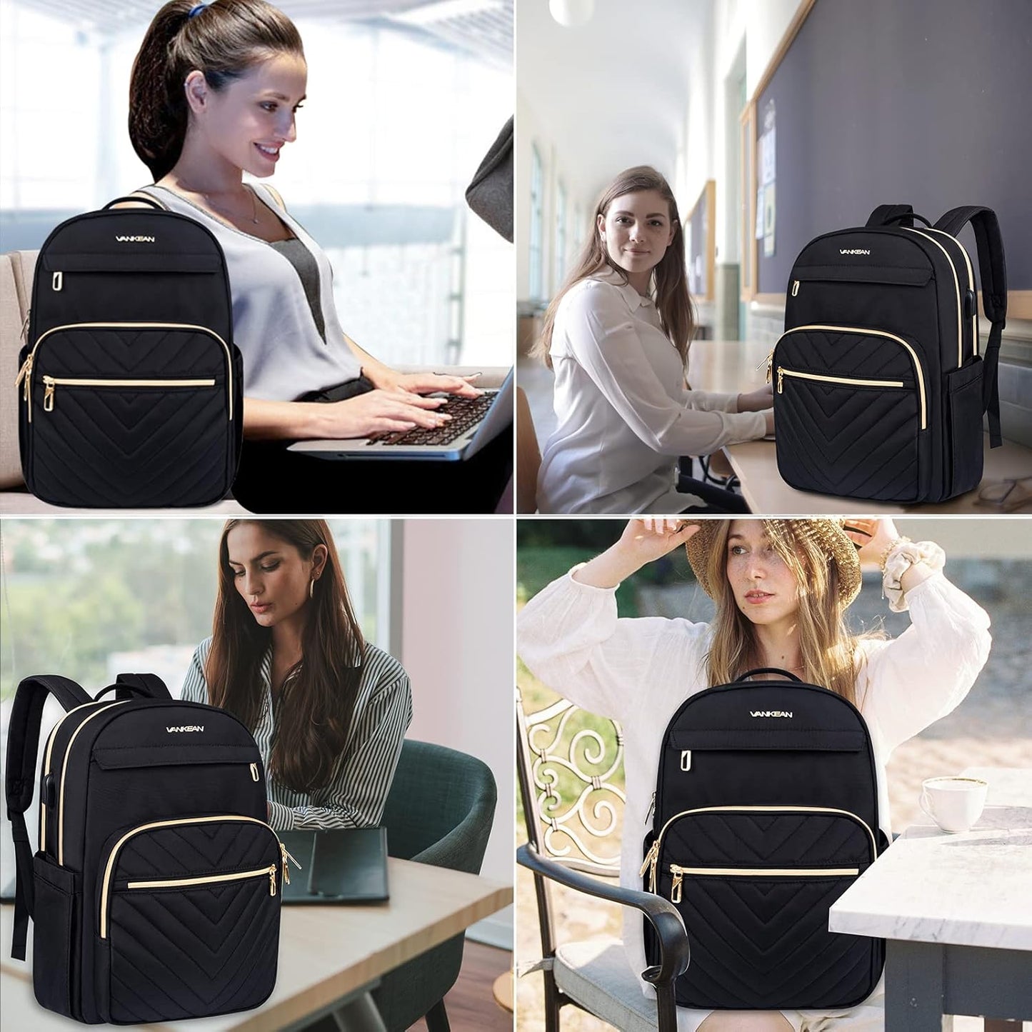 Waterproof Laptop Backpack 15.6 Inch with USB Charging Port Travel Bag