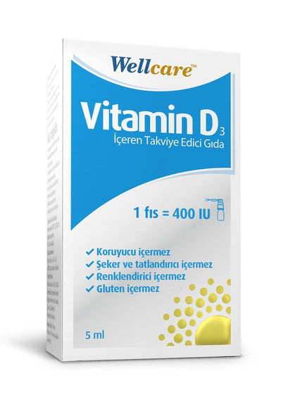 Wellcare Vitamin D3 400 IU Supplement Spray - Supports Bone Health & Immune Function, Easy-to-Use Spray Format